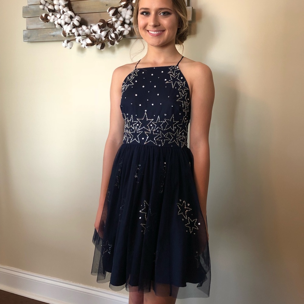 Short starry prom dress